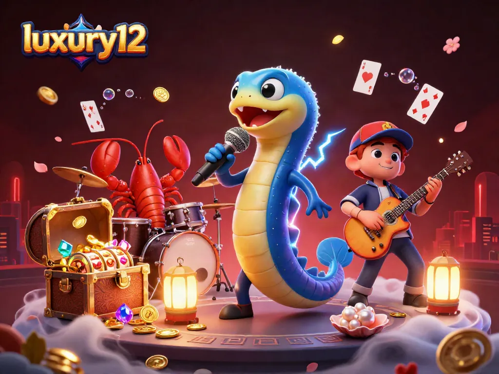 Engage with luxury12 in an underwater casino featuring energetic characters and slot elements.