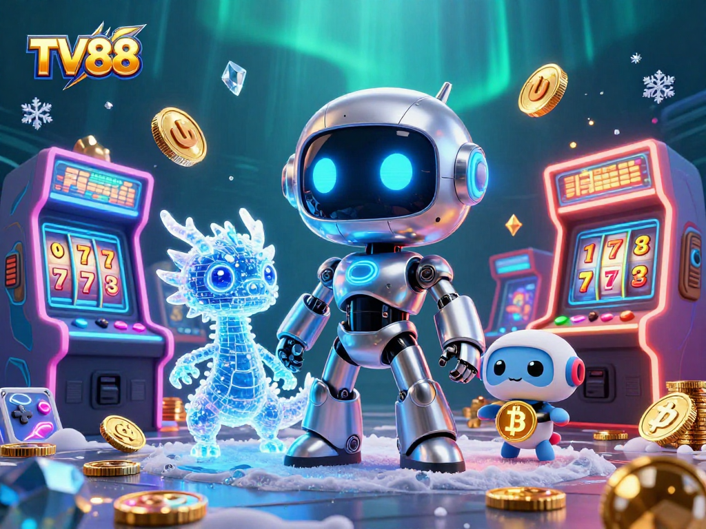 Join the gaming fun at TV88 with vibrant 3D characters and casino elements.