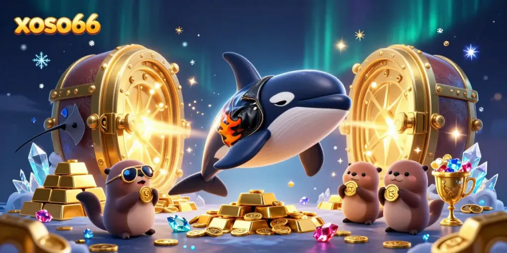 Engage with xoso66 through exciting lottery visuals featuring colorful wildlife and treasure elements.