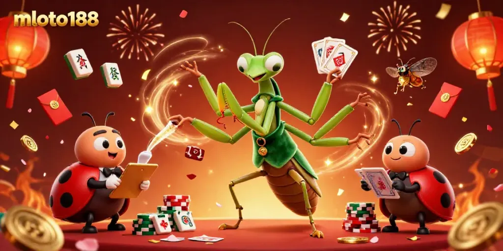 Engage with thrilling games at mloto188, featuring vibrant casino characters and energetic atmosphere.