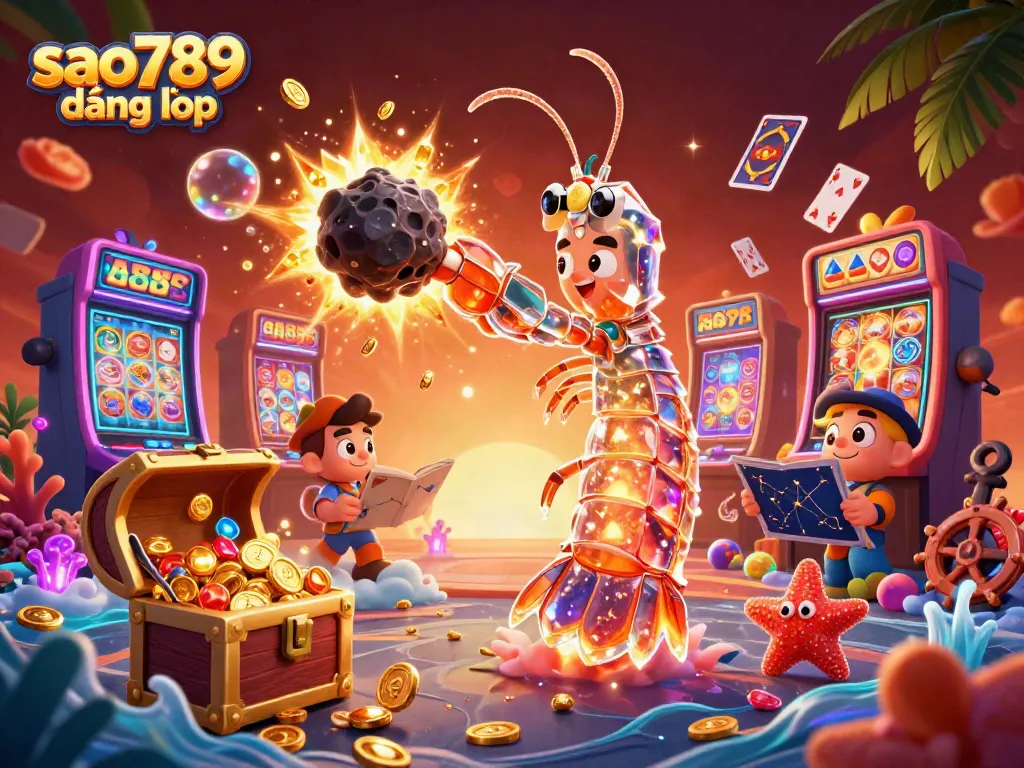 Experience excitement with sao789 đăng nhập, where a mantis shrimp and starfish navigate a gem-filled casino