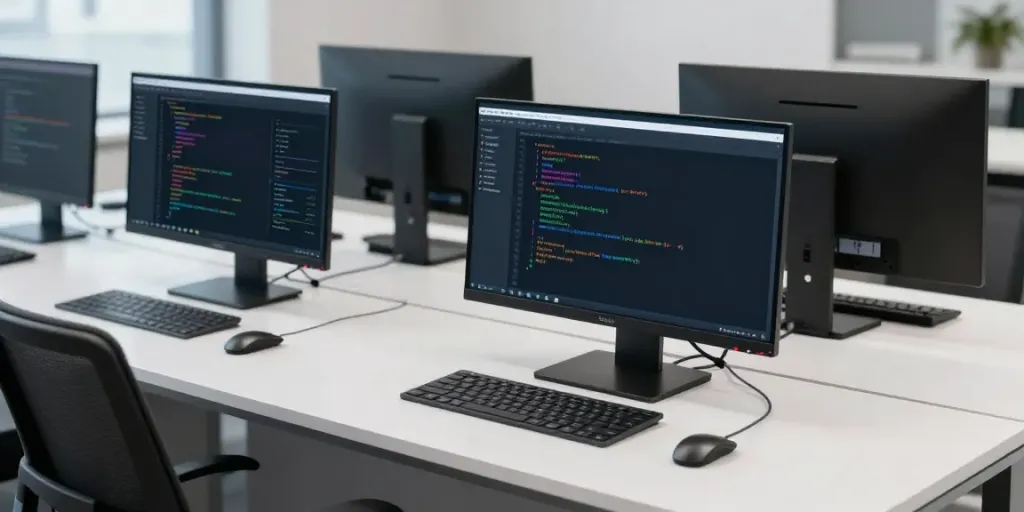 Web application vulnerability assessment in a modern developer workspace with code and security tools displayed.