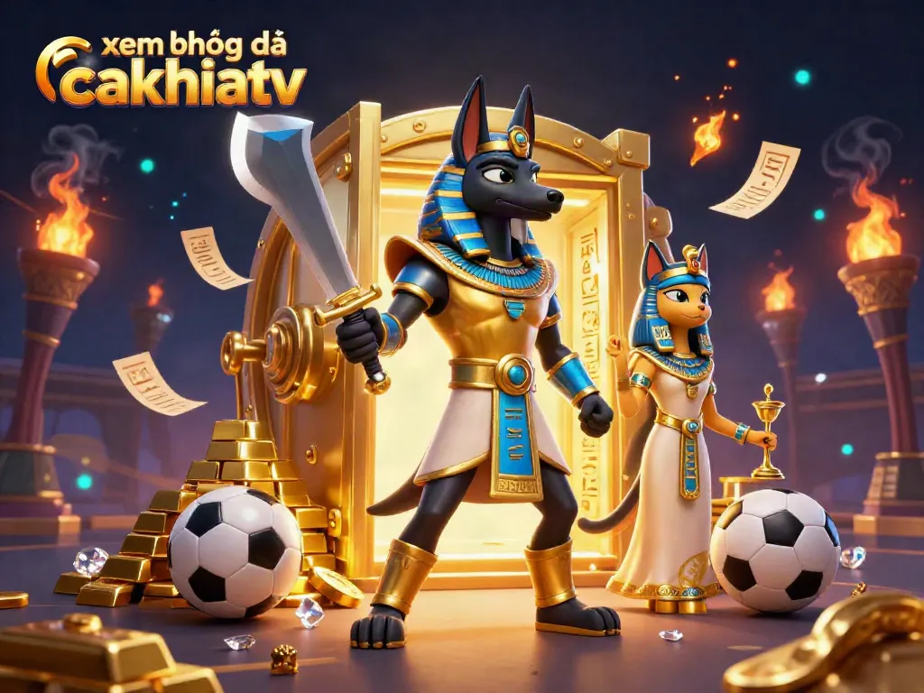 Experience xem bóng đá cakhiatv with dynamic sports betting elements and vibrant characters in action.