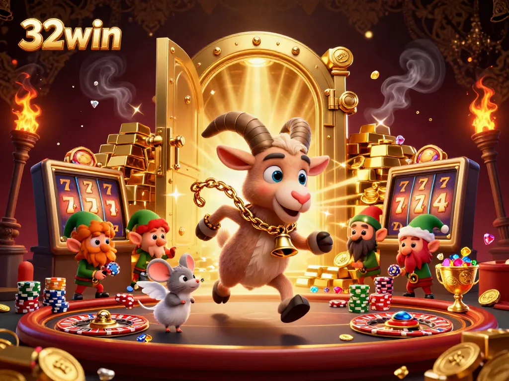 Engage in exciting 32win casino games as Krampus and friends create chaos with poker chips.