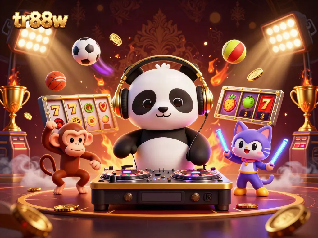 Experience thrilling slot action at tr88w with vibrant characters amidst dynamic casino elements.