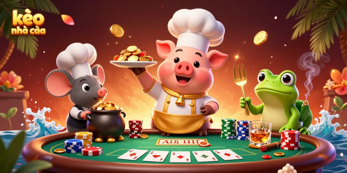 Engage with kèo nhà cái through colorful casino characters in a vibrant and detailed scene.