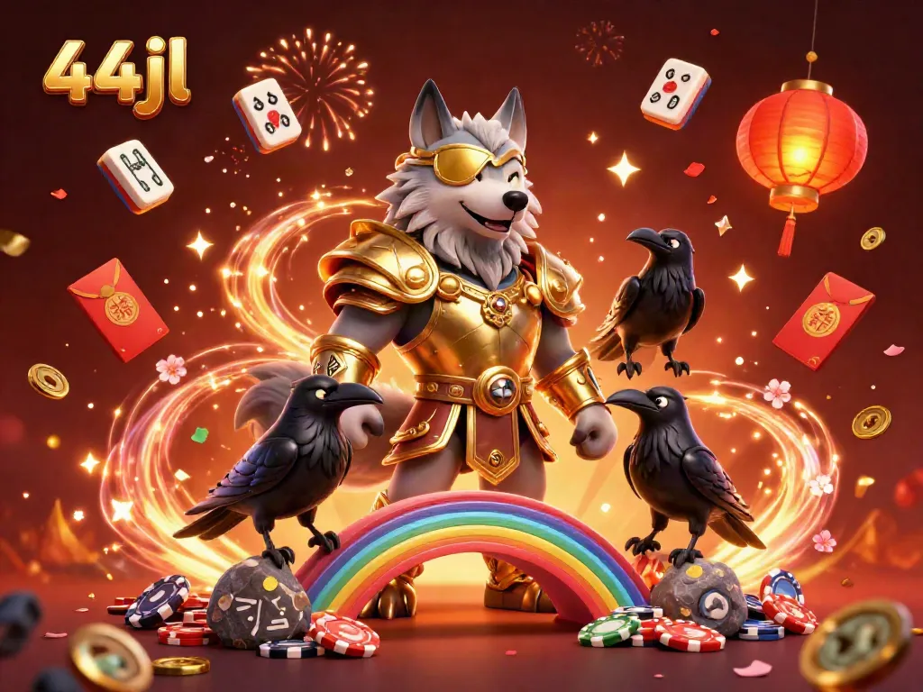 Engage with the thrilling essence of 44jl casino, featuring Odin and his ravens in a vibrant gaming realm.