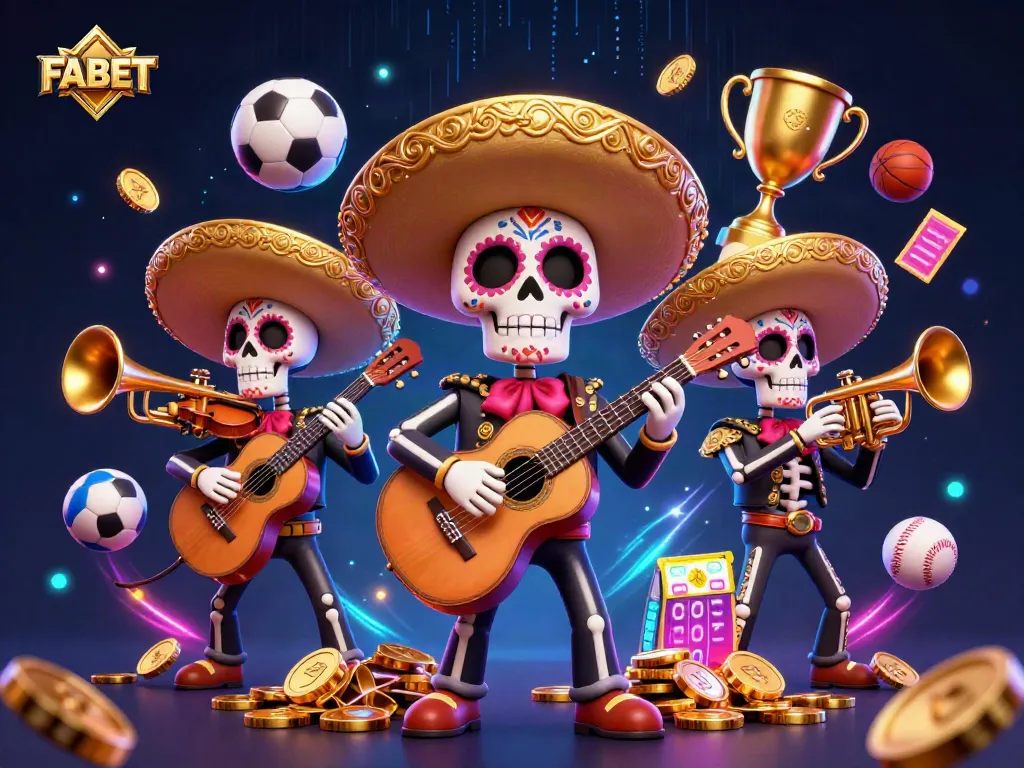 Join FABET's vibrant mariachi scene for thrilling sports betting action with colorful elements.