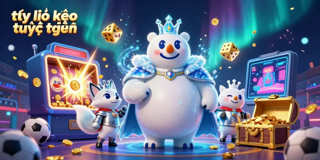 Experience the thrill of tỷ lệ kèo trực tuyến in this dynamic sports betting illustration with engaging characters and casino elements.