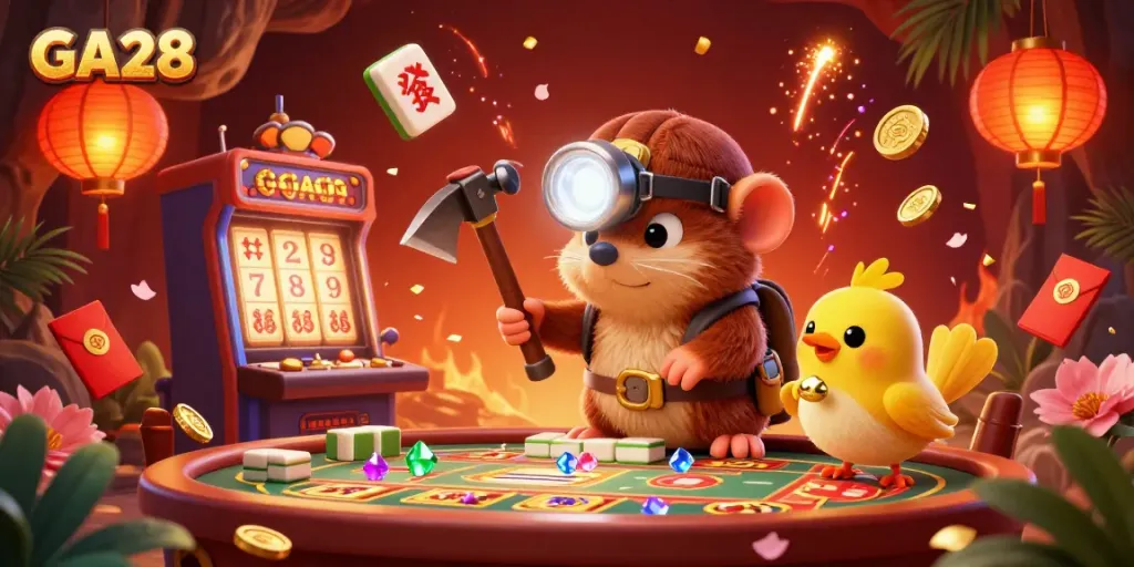Experience dynamic gambling with GA28, featuring a treasure hunter mole in a casino-themed adventure.
