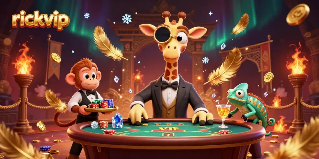 Experience thrilling action with rickvip at a vibrant casino scene filled with excitement and golden fortunes.