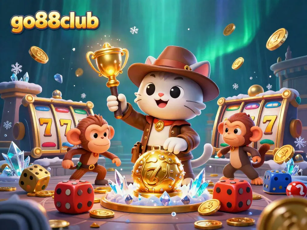 Experience thrilling wins with go88club in this vibrant, detailed casino adventure illustration.