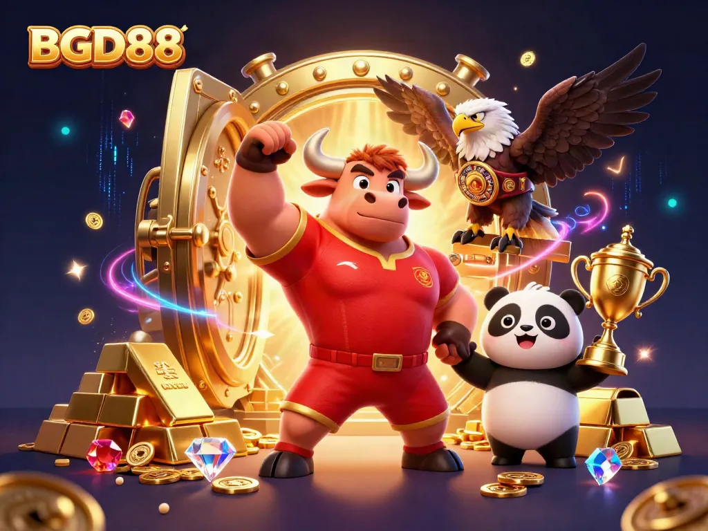 Engage in thrilling gaming adventures with BGD88's vibrant 3D scene featuring achievements and rewards.