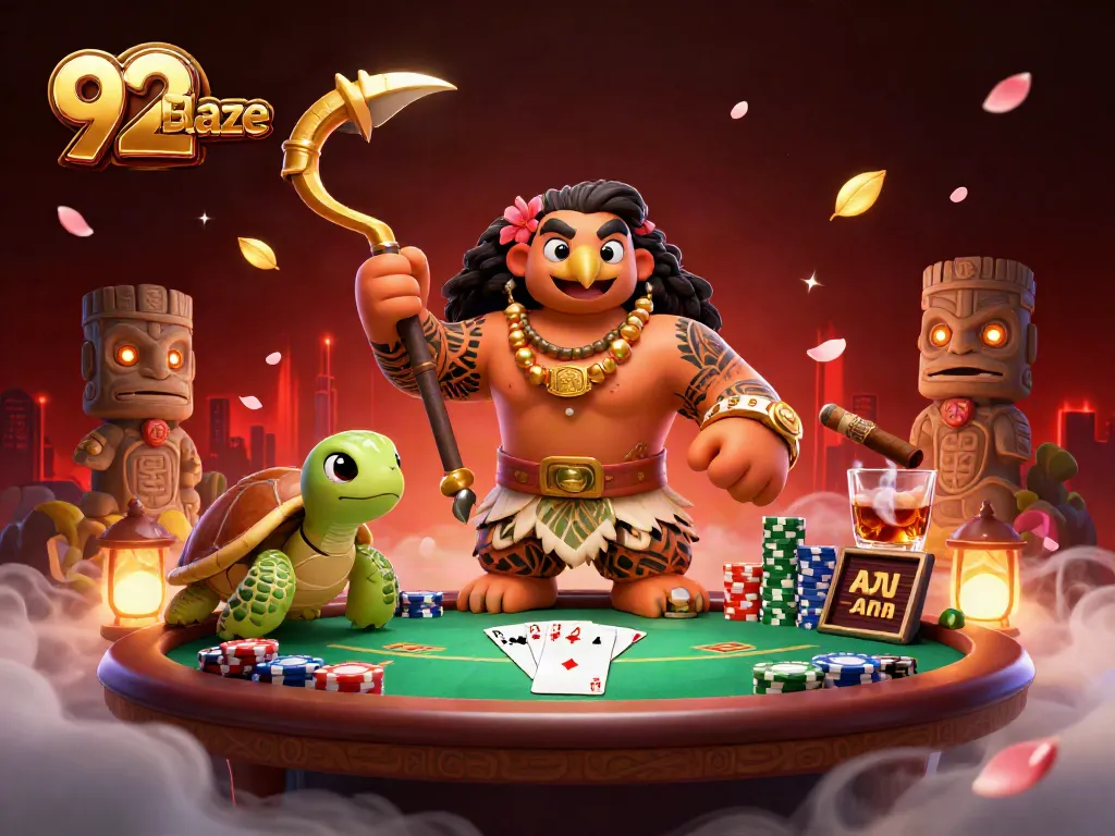 Experience thrilling poker actions and rewards with 92Blaze gameplay in a vibrant casino setting.