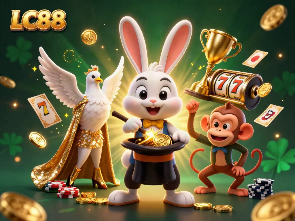 Engage with dynamic LC88 theme featuring a magician rabbit and casino elements for winning gameplay.