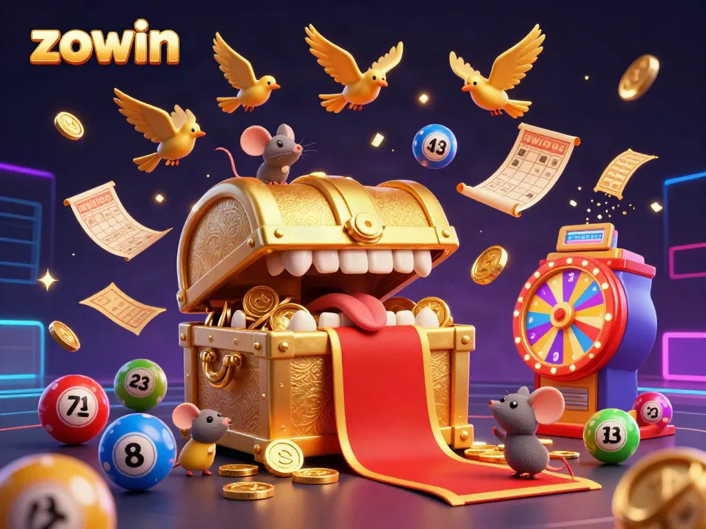 Zowin invites players to win with an enchanting scene of treasure and gambling elements.