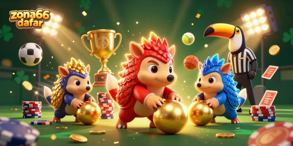 Visual menarik zona66 daftar, pangolin bertarung bowling kalung chip poker dengan kejayaan.