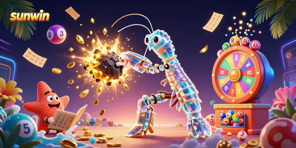 Experience thrilling gameplay with sunwin as the galactic mantis shrimp breaks asteroids for gems.