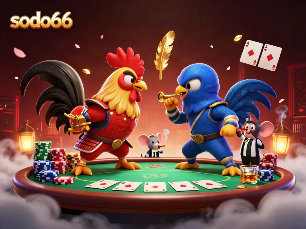 Engage in exciting gameplay at sodo66 with dynamic cartoon characters in a casino showdown.