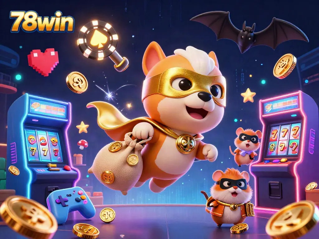 Experience thrilling wins with 78win as a superhero dog and his sidekick hamster play at the casino.