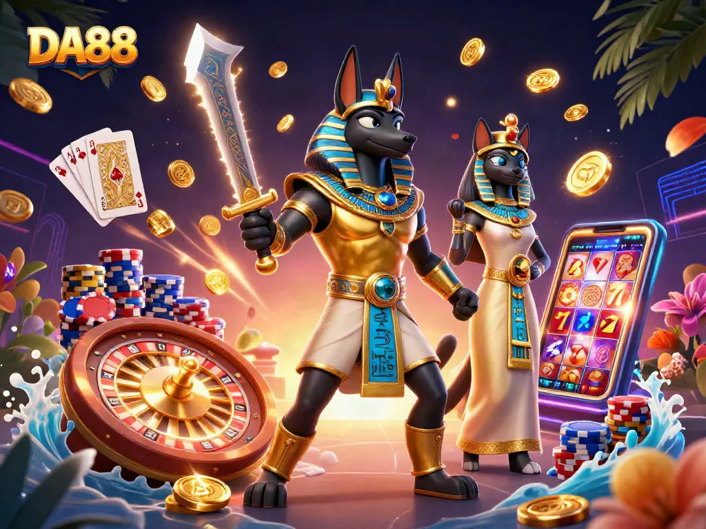 Experience thrilling gameplay with DA88 featuring Egyptian warriors and casino elements.