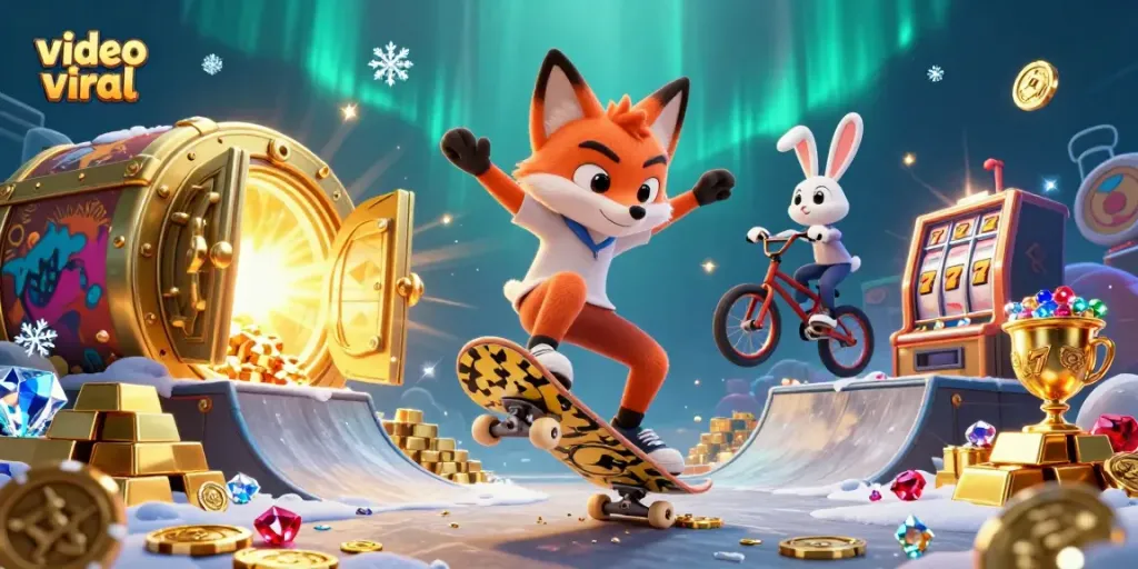 Watch how video viral gaming trends transform gameplay in this vibrant scene filled with casino elements.