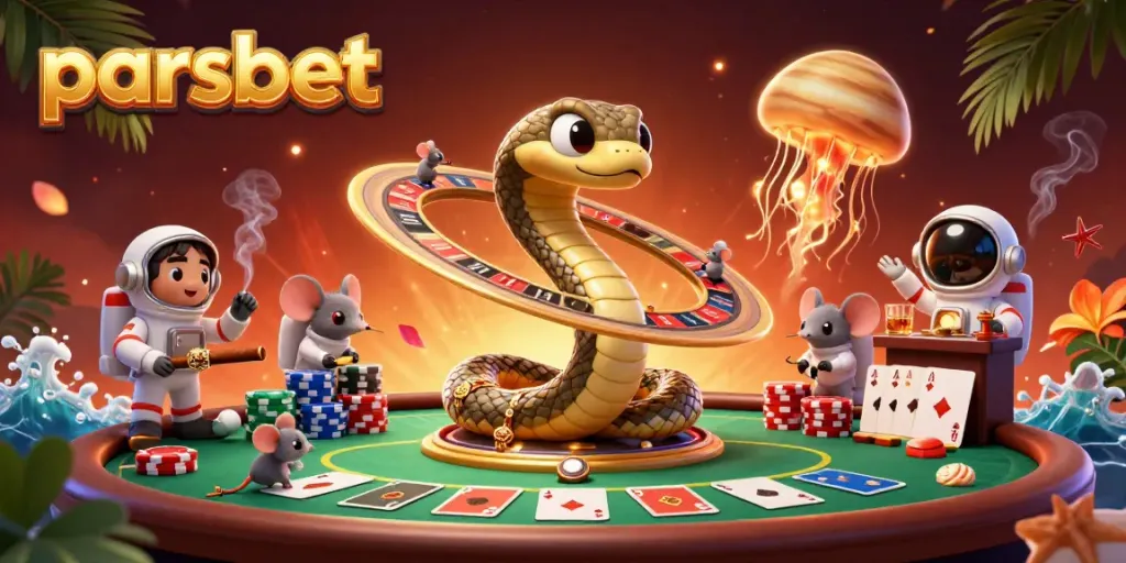 Explore the vibrant world of parsbet as astronaut mice bet around a roulette-like Saturn.