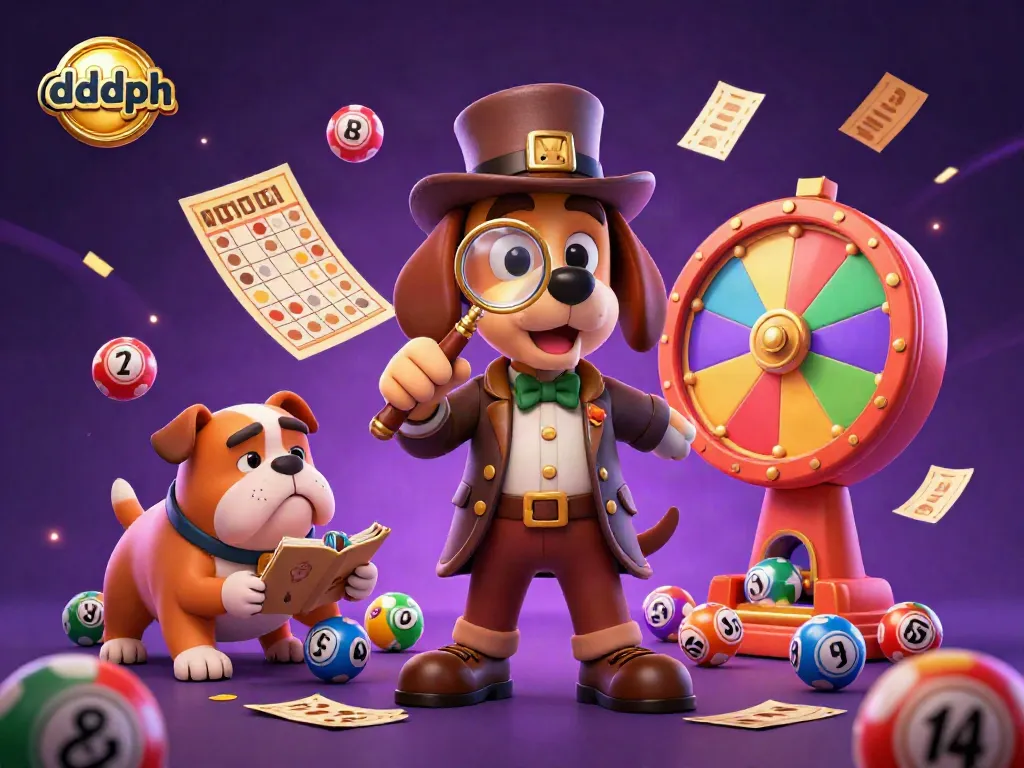 Engage in thrilling games at dddph with vibrant lottery elements, a detective discovering treasures.