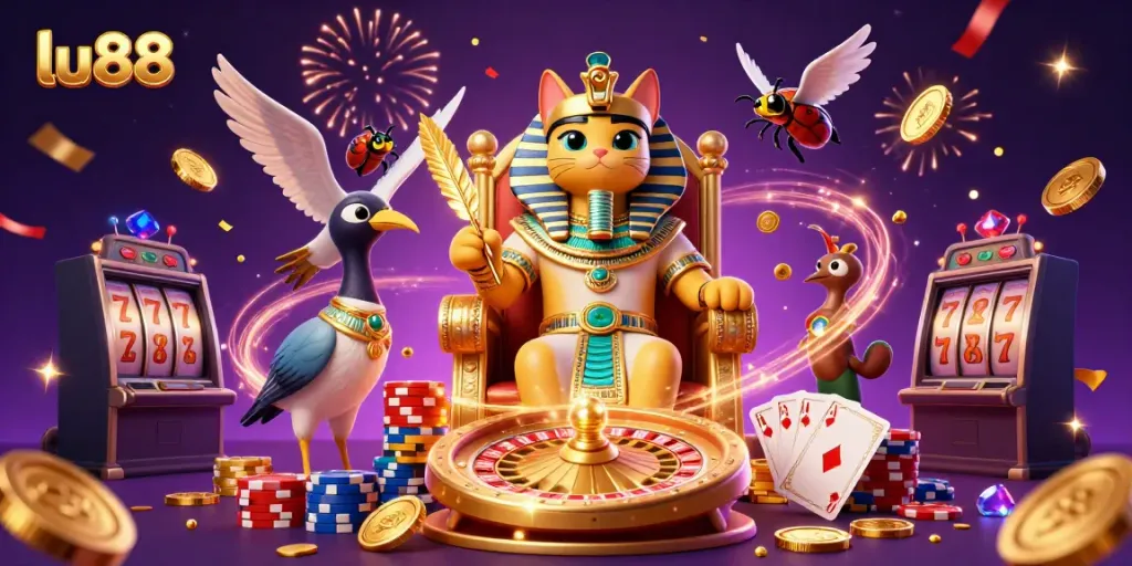 Experience exhilarating wins at LU88 as the Egyptian pharaoh cat rules the casino throne amidst cascading fortunes.