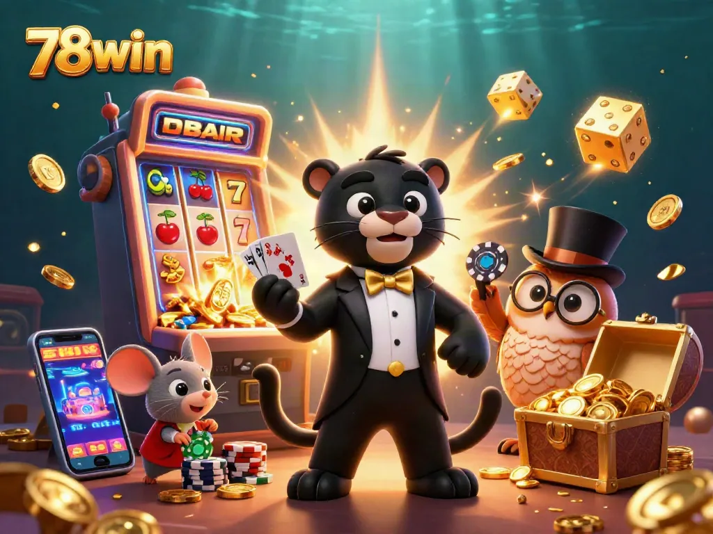 Engage with 78win's thrilling casino experience featuring 3D characters immersed in games and slots.