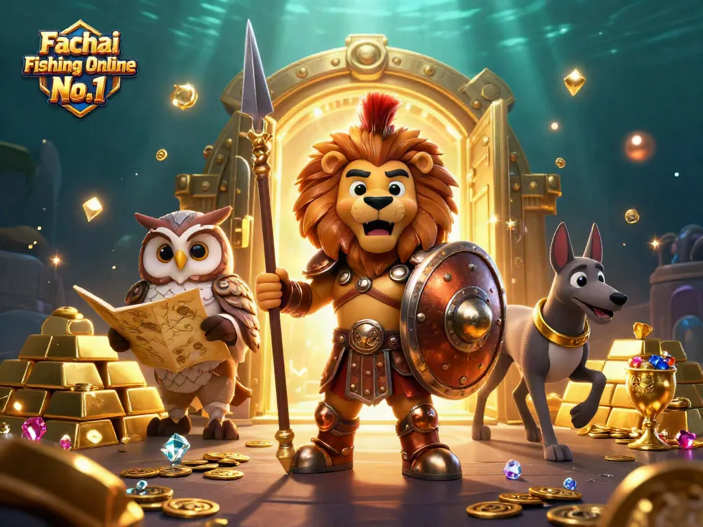 Experience the excitement of Fachai Fishing Online No.1 M3 with captivating characters and dynamic casino elements.