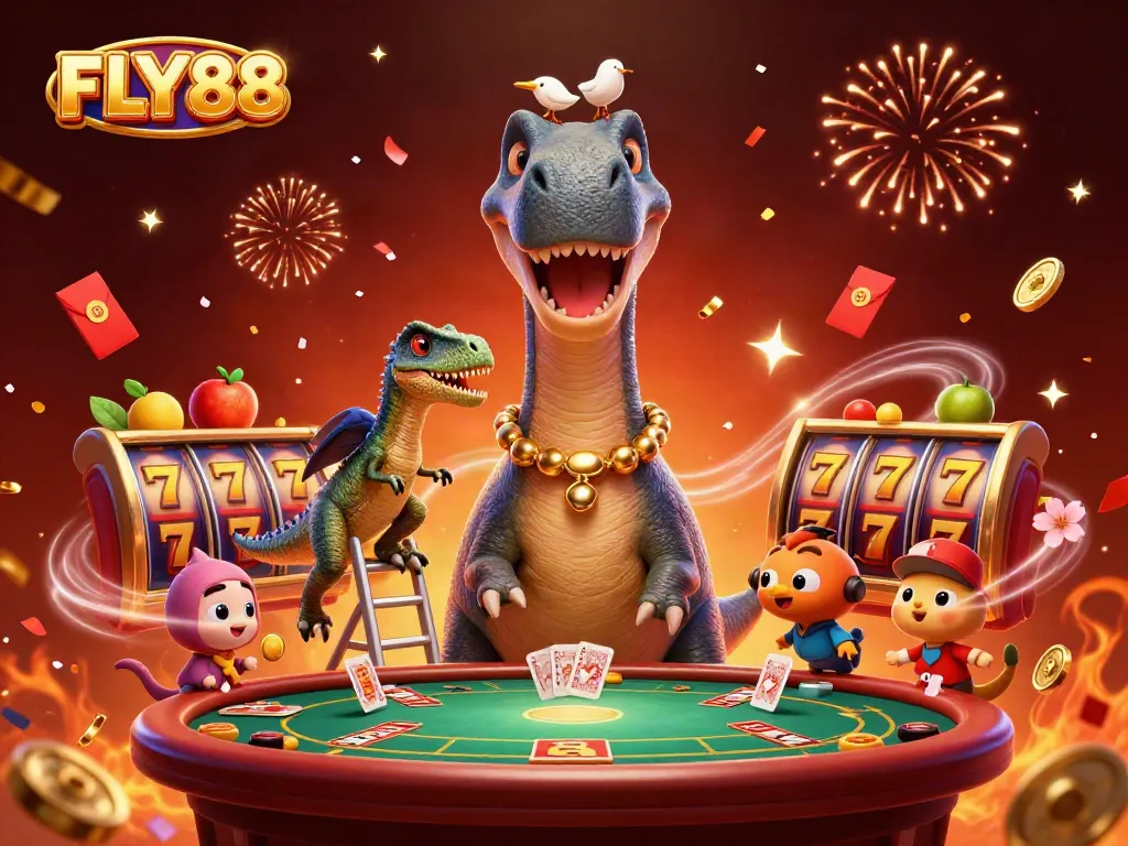 Engage with FLY88's thrilling slot games featuring vibrant visuals and a fun atmosphere.