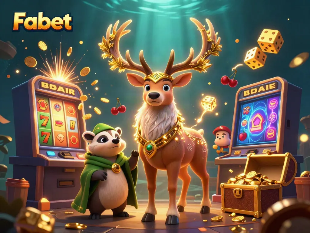 Experience the excitement of Fabet with enchanting characters and thrilling casino elements in a dynamic 3D scene.