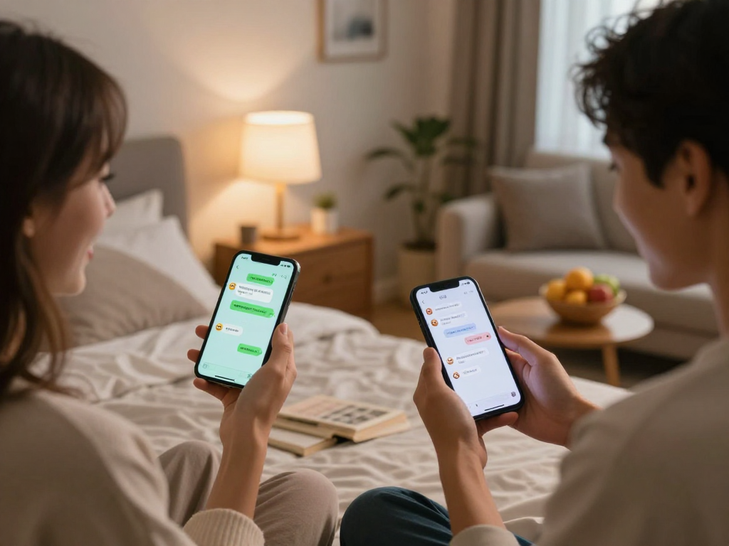 Couple enjoying playful porn chat ai interactions in cozy settings