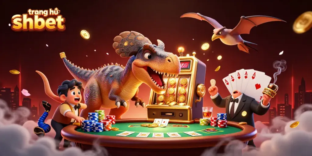 Experience the thrill of winning at trang chủ shbet with cartoon characters and casino elements.