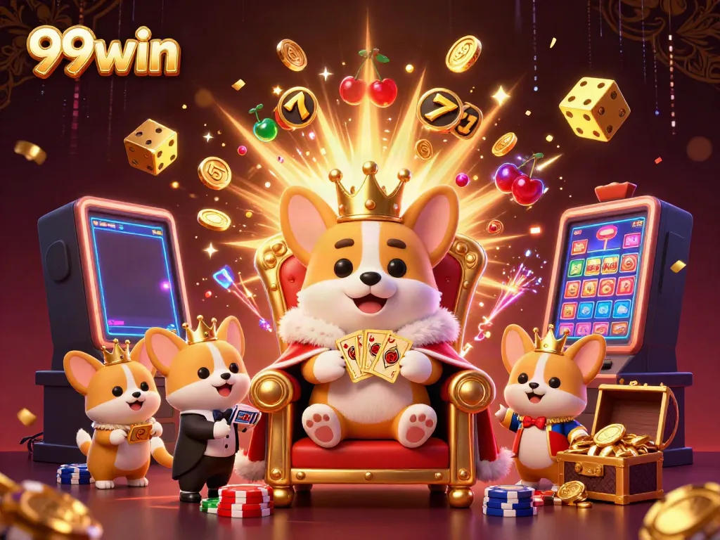 Engage in exciting gameplay at 99win with a royal corgi theme and dynamic casino elements.