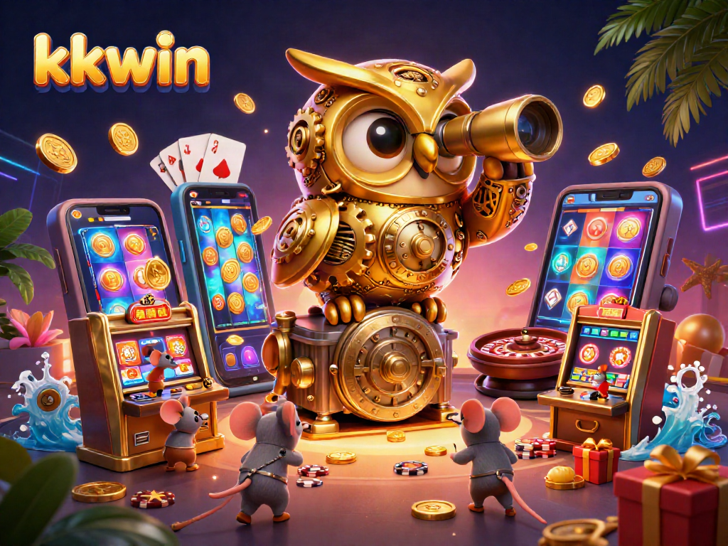 Engage with kkwin's amazing casino experience featuring a golden owl and rich slot game elements.