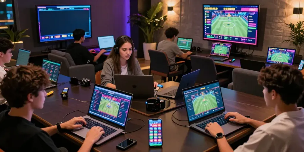 Engaged players at the Z Bet online gaming platform showcasing excitement and betting activities.