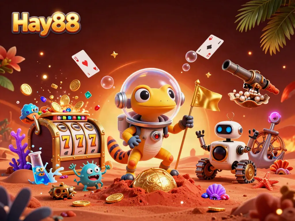 Engage in thrilling gaming adventures at Hay88, featuring vibrant characters and casino motifs.