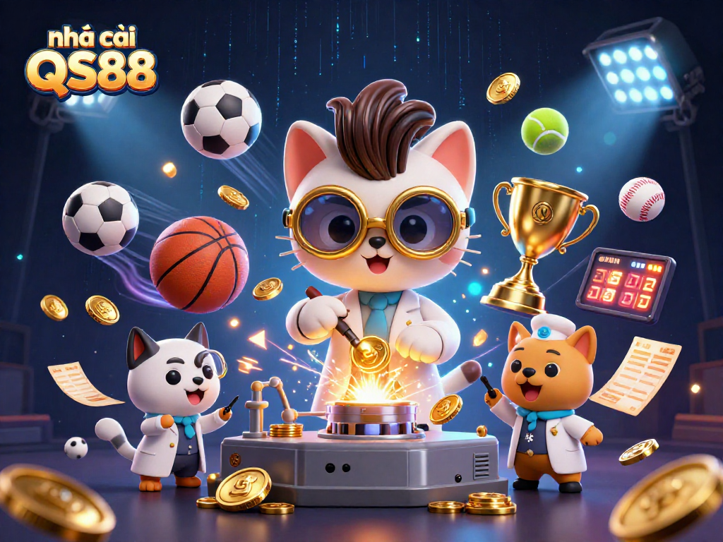 Engage in thrilling experiences at nhà cái QS88 with a dynamic 3D scene of sports betting excitement.