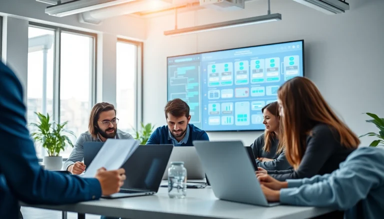 AI automation agency in UK team collaborating on innovative automation solutions in a modern office.