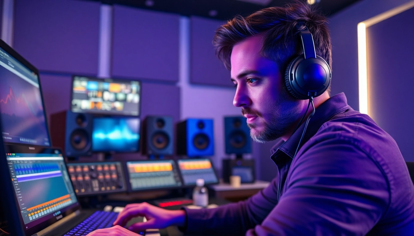 Experience the art of online mastering with a focused audio engineer in a modern studio.