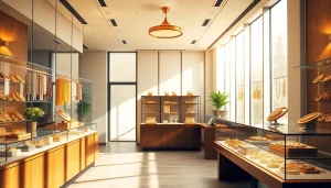 Acquista compro oro in un elegante negozio con gioielli dorati esposti.