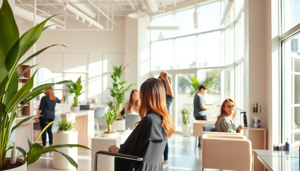 Stylists at a hair salon in San Diego, providing vibrant hair services with Aveda products.