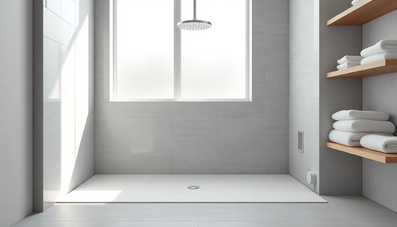 Showcase of elegant shower base shower emphasizing its stylish design and modern bathroom setting.