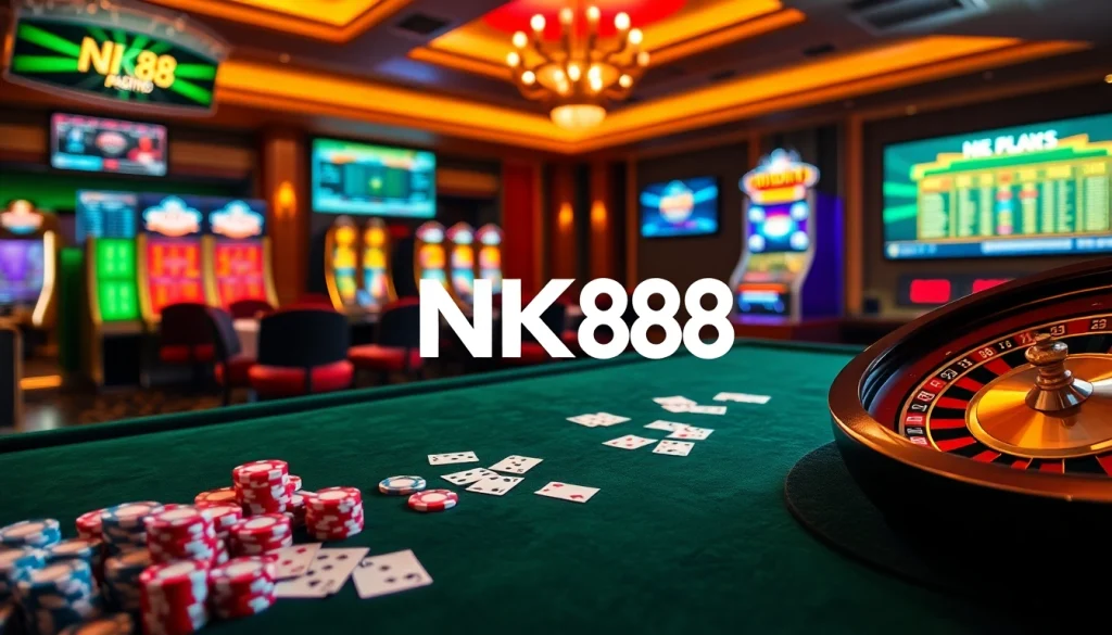 Players enjoying an exciting game at NK88's casino table, highlighting vibrant gambling atmosphere.