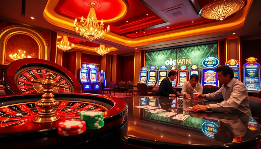 Experience the thrill of gambling with Okwin at a vibrant casino.