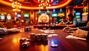 Experience the thrill of poker at https://23win.cooking/, featuring vibrant chips and intense players.