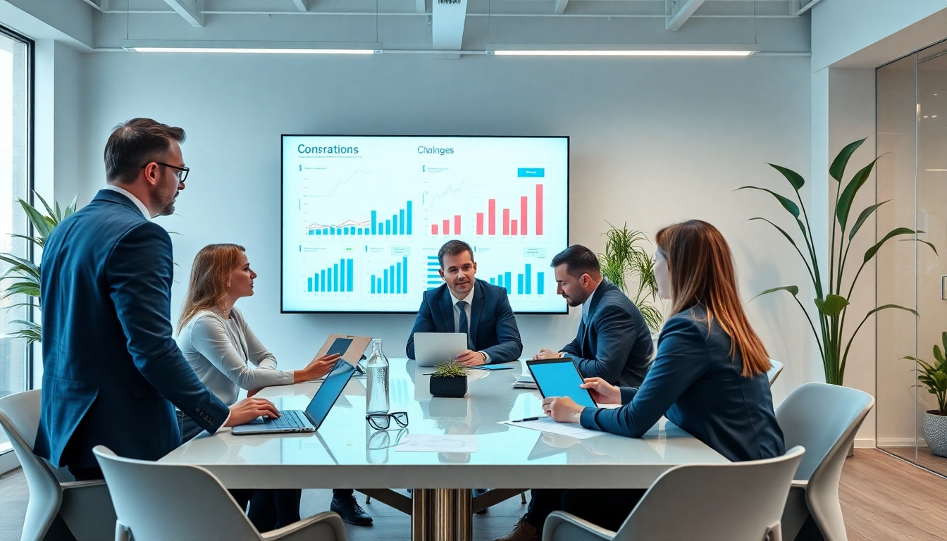Quickplus Business Consultants team collaborating in a bright, modern office setting.