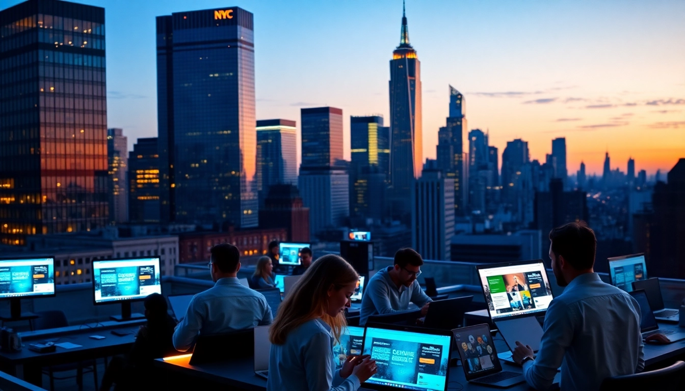 NYC web design company team collaborating on innovative projects in a modern workspace.
